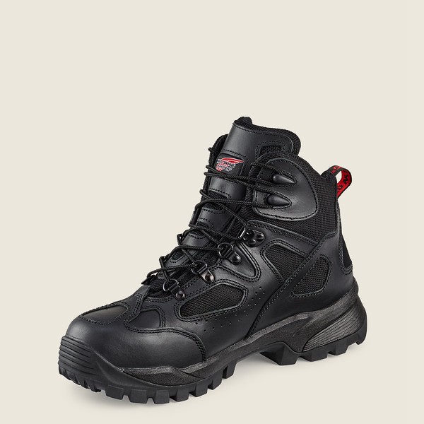 Mens Red Wing Truhiker - 6-inch Waterproof Safety Toe - Hiking Boots Black - YZJ037962